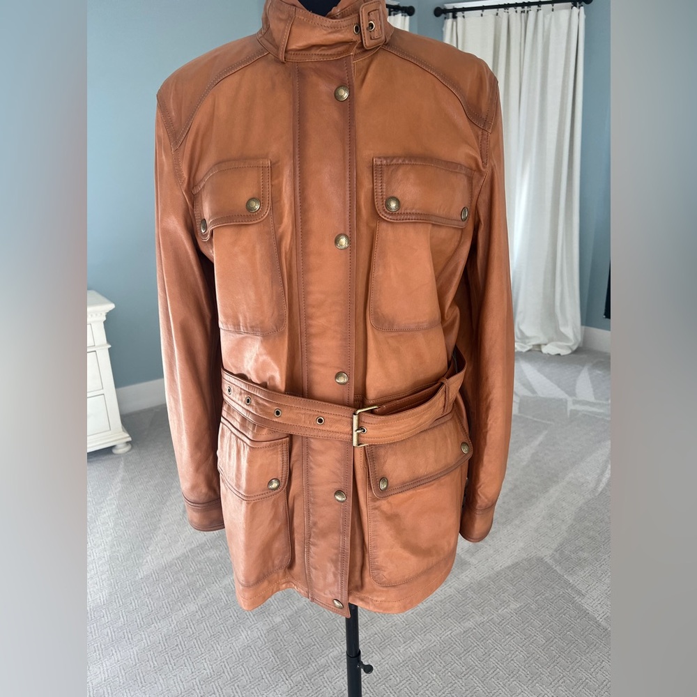 Lauren Ralph Lauren Safari style brown leather jacket. Never worn.